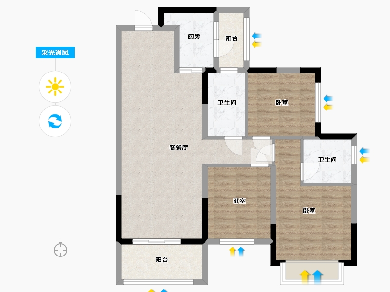 四川省-成都市-华润置地未来之城-88.89-户型库-采光通风