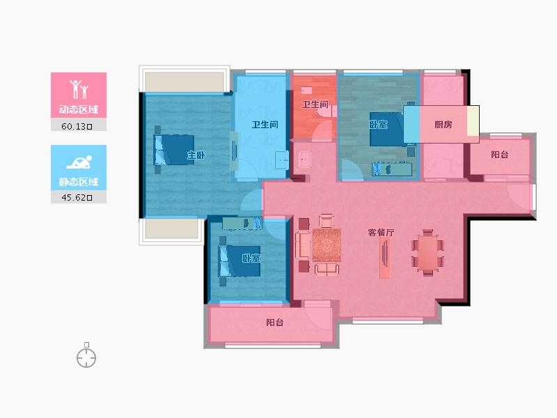 云南省-昆明市-创佳半山御府-94.72-户型库-动静分区