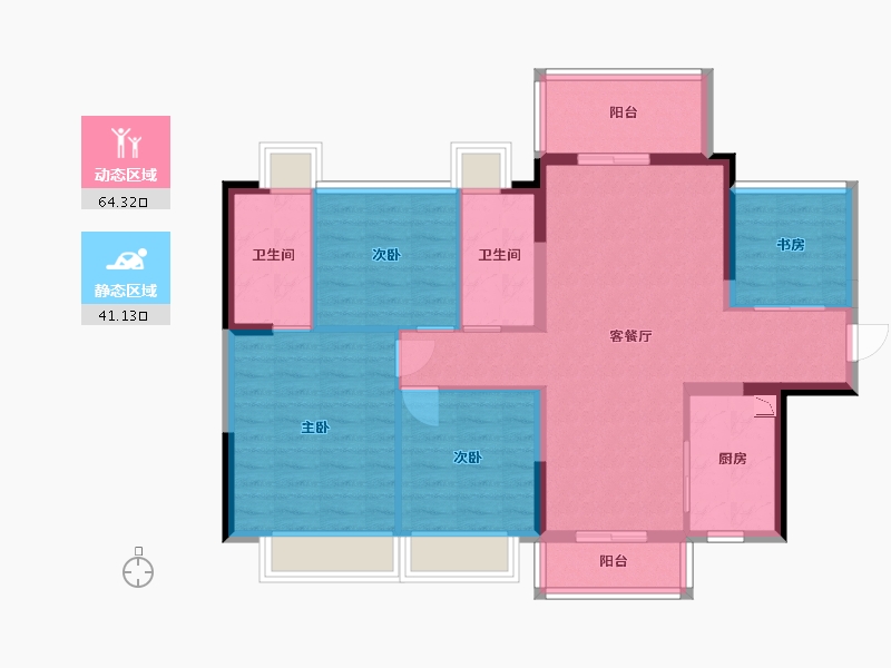 贵州省-贵阳市-金科中泰天境-94.26-户型库-动静分区