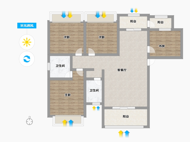 贵州省-遵义市-日月星壹号公馆-96.51-户型库-采光通风