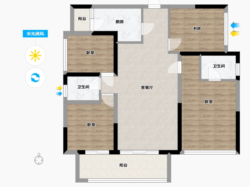 四川省-成都市-凤凰1号栖云湖-97.71-户型库-采光通风