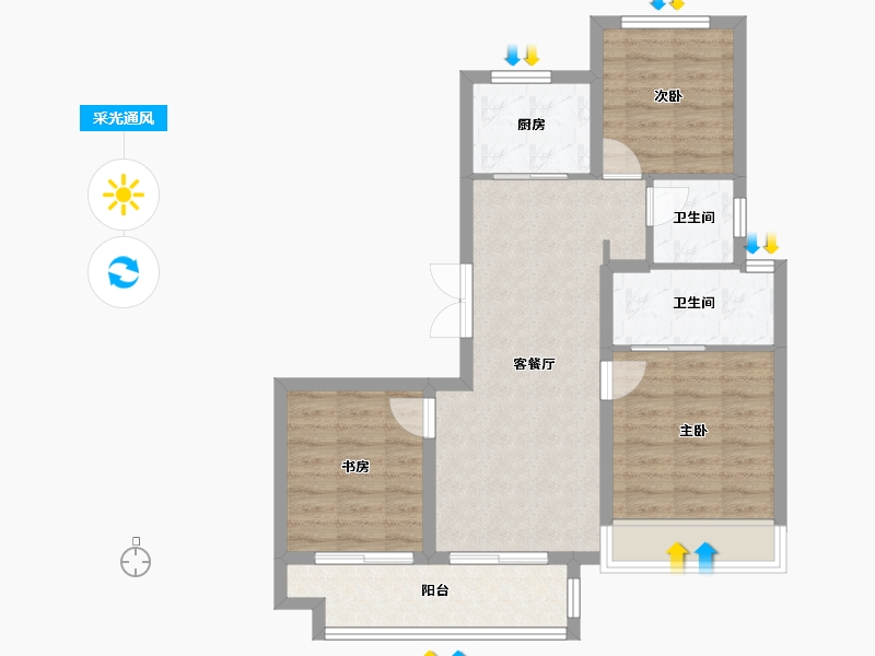 河南省-郑州市-锦艺四季城-72.46-户型库-采光通风