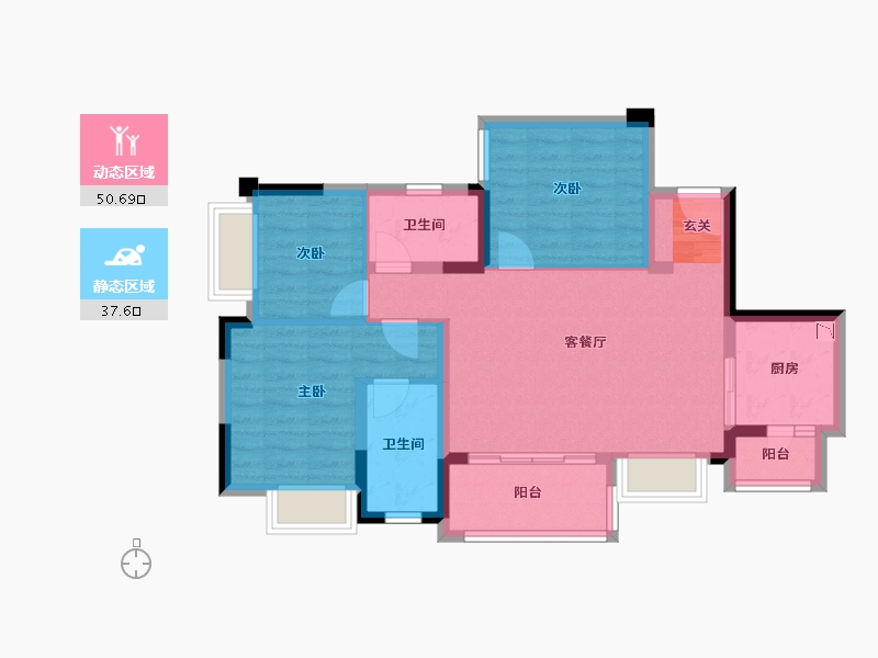 四川省-成都市-蓝光长岛城-78.23-户型库-动静分区