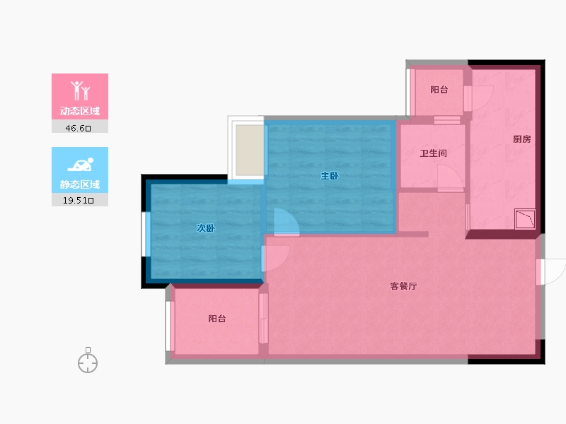 贵州省-贵阳市-万科大都会花样-58.40-户型库-动静分区