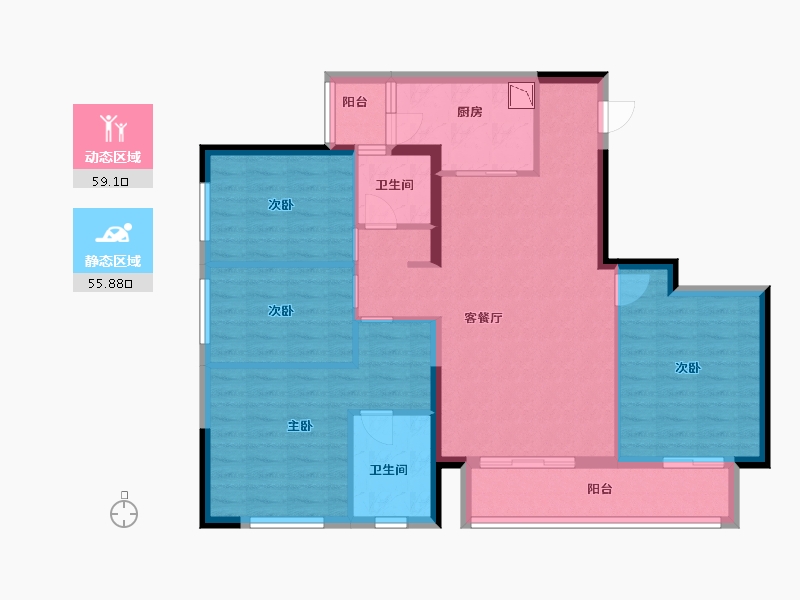 贵州省-贵阳市-万科大都会花样-103.20-户型库-动静分区