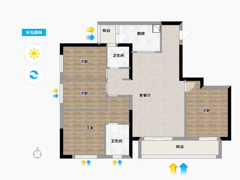 贵州省-贵阳市-万科大都会花样-103.20-户型库-采光通风