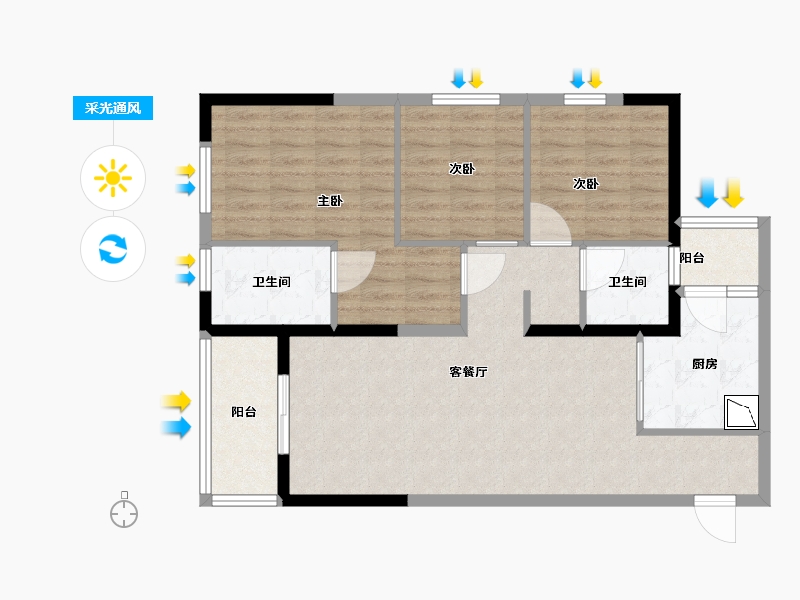 贵州省-贵阳市-万科大都会花样-88.00-户型库-采光通风