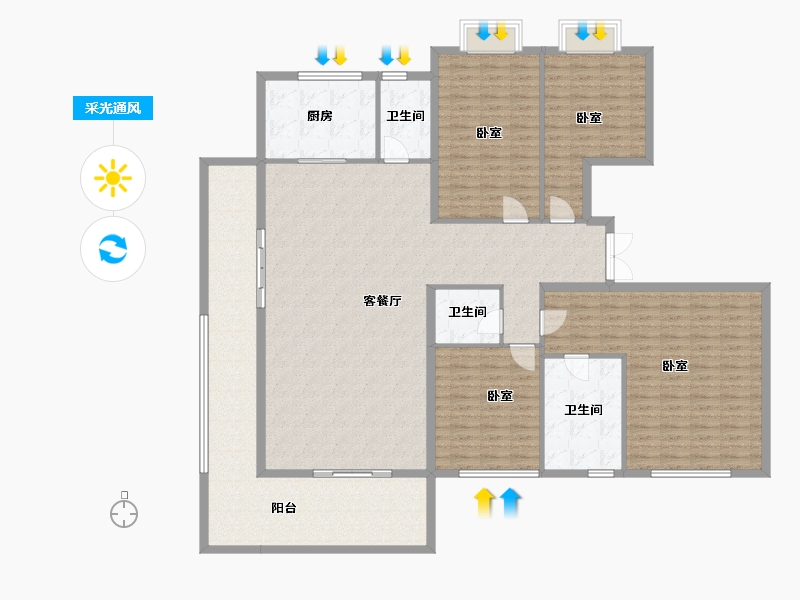 云南省-昆明市-碧桂园北城映象大观-193.43-户型库-采光通风