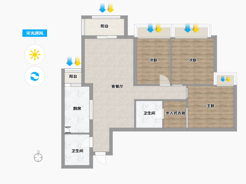 贵州省-贵阳市-1号码头-83.70-户型库-采光通风