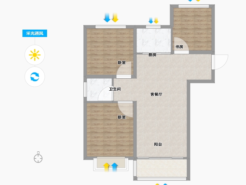 河北省-保定市-汇通东湖印象-87.01-户型库-采光通风