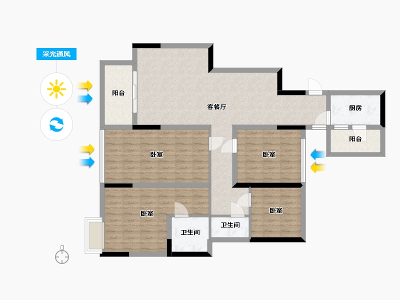 四川省-成都市-百悦城国际社区-112.01-户型库-采光通风