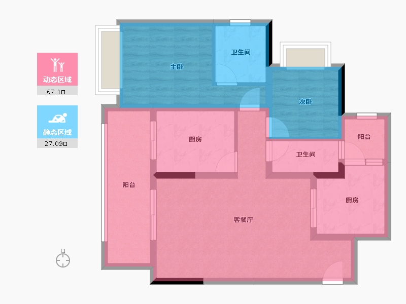 贵州省-遵义市-金科集美东方-83.46-户型库-动静分区