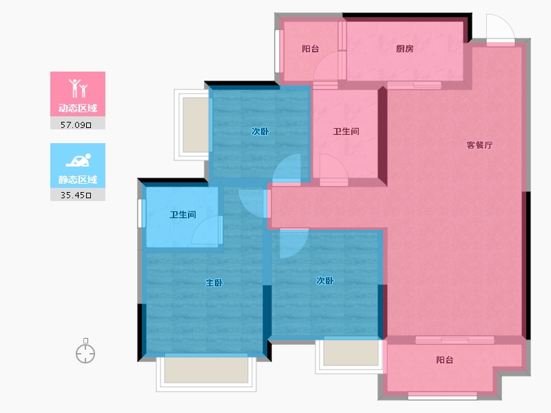 贵州省-遵义市-万润观山湖-81.93-户型库-动静分区