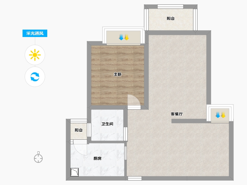 贵州省-贵阳市-1号码头-60.32-户型库-采光通风