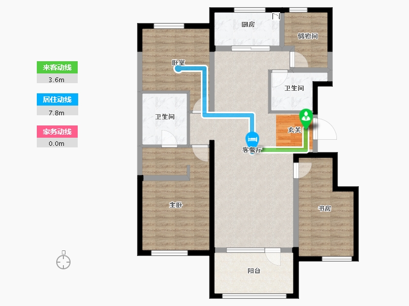 河北省-唐山市-万科温莎堡二期-110.72-户型库-动静线