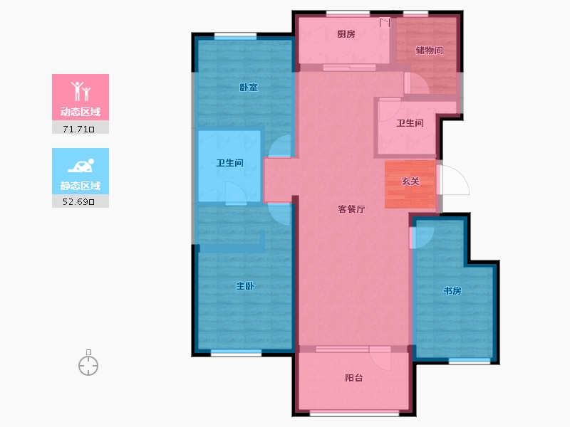 河北省-唐山市-万科温莎堡二期-110.72-户型库-动静分区