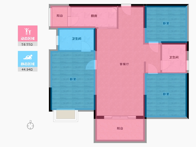 四川省-成都市-百悦城国际社区-92.54-户型库-动静分区