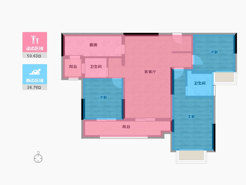 贵州省-遵义市-金科集美东方-76.68-户型库-动静分区