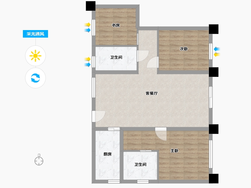 贵州省-贵阳市-亨特山屿湖-79.34-户型库-采光通风