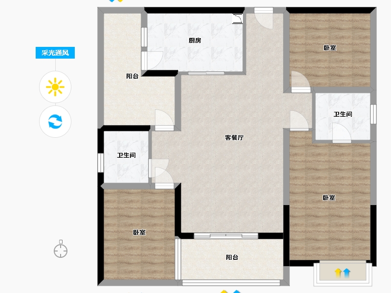 四川省-成都市-百悦城国际社区-112.12-户型库-采光通风