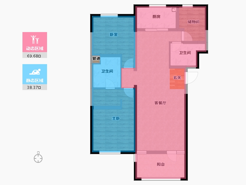 河北省-唐山市-万科温莎堡二期-96.02-户型库-动静分区