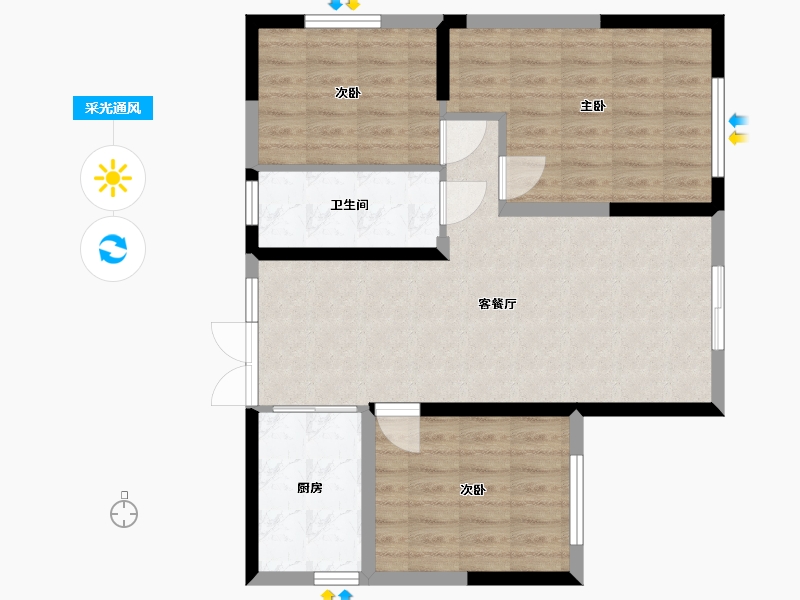 贵州省-贵阳市-亨特山屿湖-76.80-户型库-采光通风