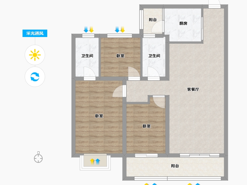 云南省-昆明市-俊发俊云峰-87.14-户型库-采光通风