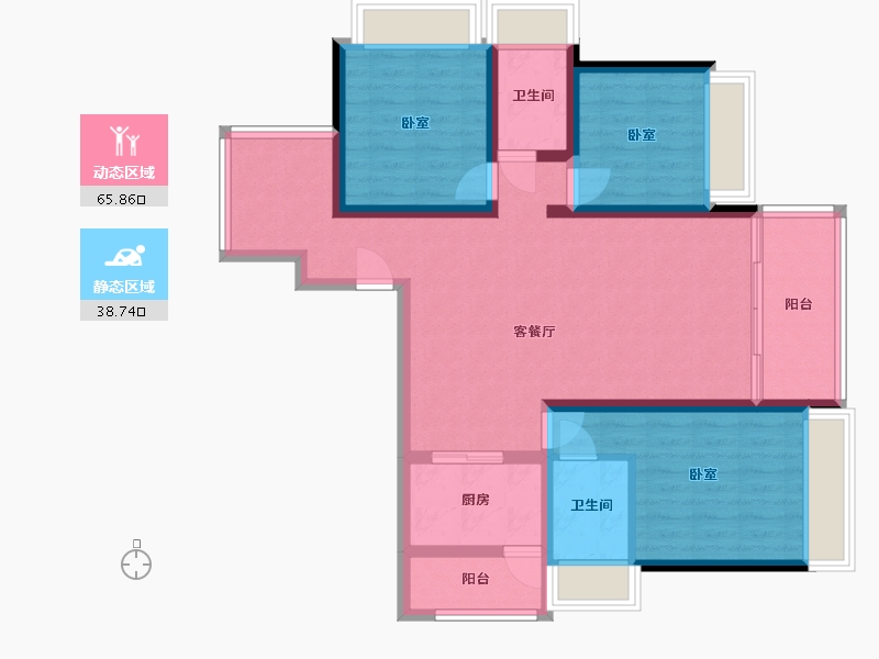 贵州省-安顺市-虹湖天域-92.62-户型库-动静分区