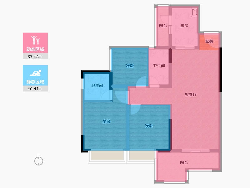 四川省-成都市-蓝光长岛城-91.83-户型库-动静分区