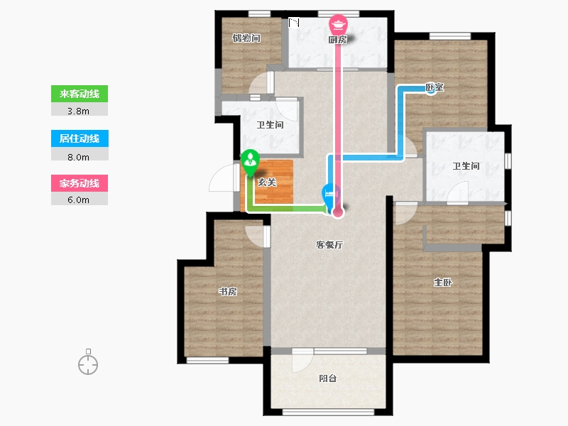 河北省-唐山市-万科温莎堡二期-117.81-户型库-动静线