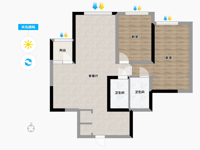 四川省-成都市-华府金沙名城-77.83-户型库-采光通风