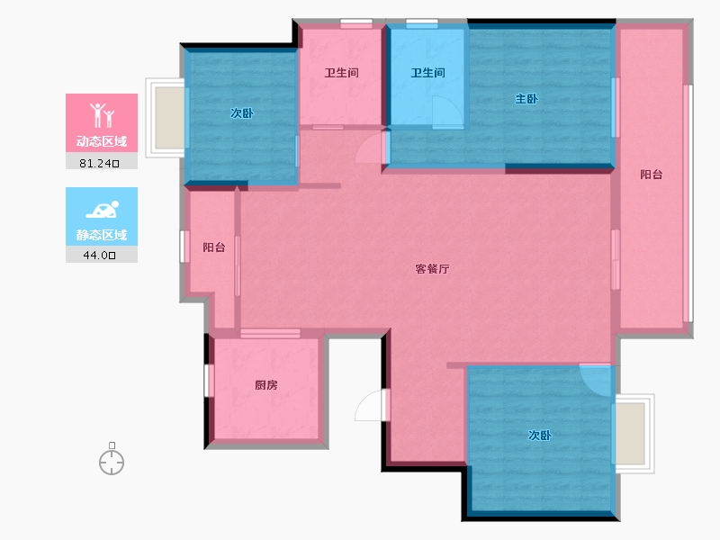 河北省-石家庄市-昆明恒大国际健康城-113.06-户型库-动静分区