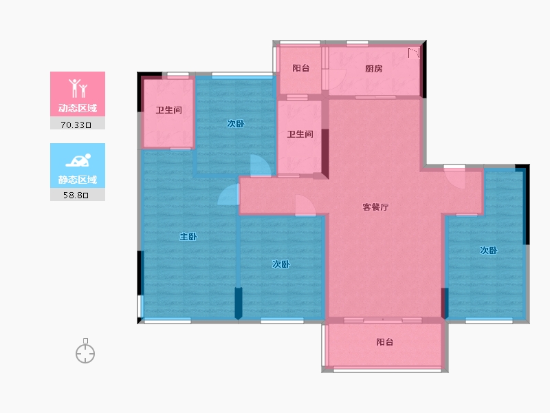 贵州省-贵阳市-四季贵州椿棠府-116.57-户型库-动静分区