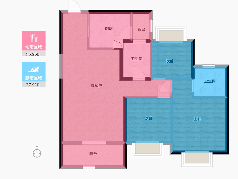 河北省-石家庄市-昆明恒大国际健康城-84.30-户型库-动静分区