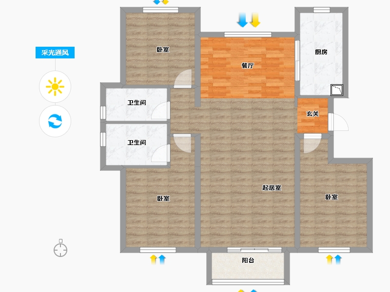 河北省-保定市-香溪美园-107.00-户型库-采光通风