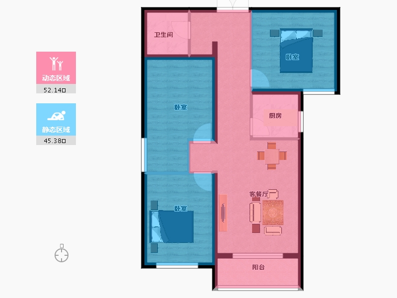 河北省-邯郸市-远邦花园-86.96-户型库-动静分区