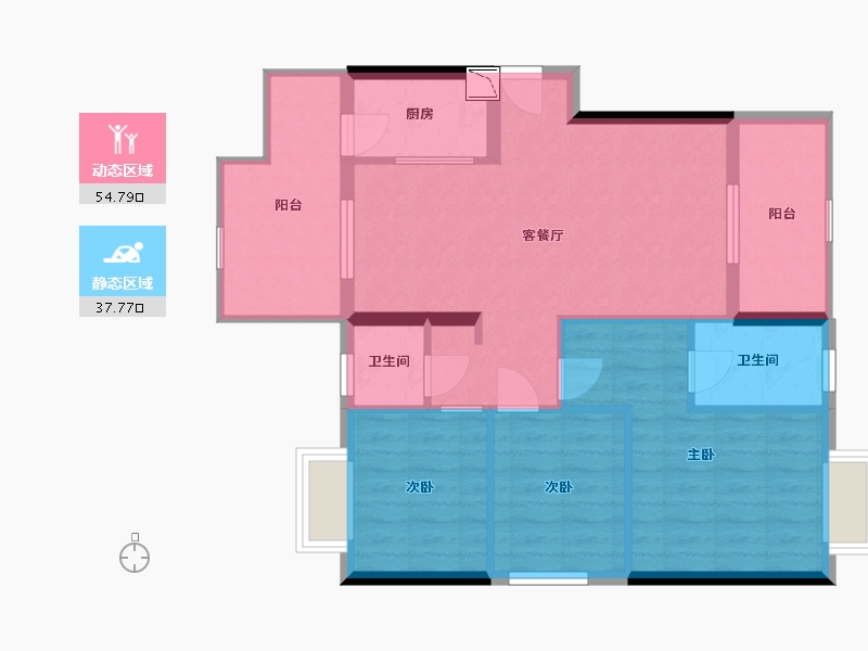 广东省-中山市-华炬珑玥壹号-83.65-户型库-动静分区