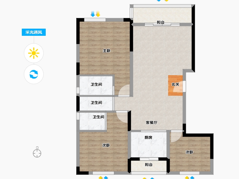 云南省-曲靖市-西城滨河湾-100.00-户型库-采光通风