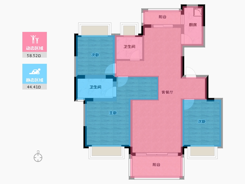 四川省-成都市-华侨城安仁里-90.80-户型库-动静分区