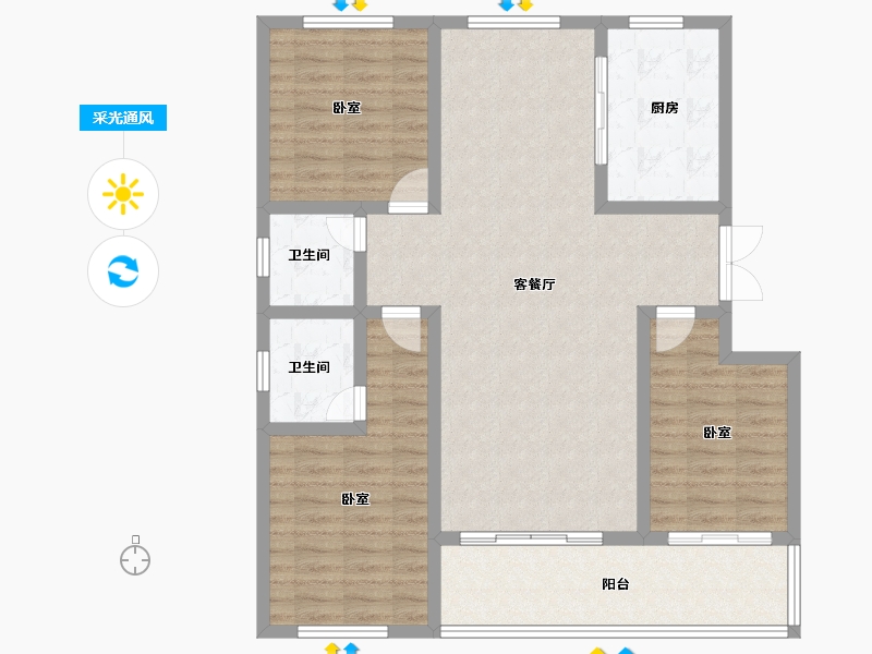 河北省-邯郸市-江泉富贵苑-104.01-户型库-采光通风