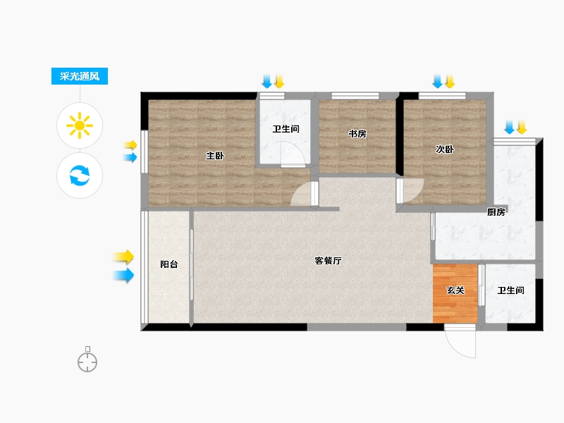 云南省-曲靖市-西城滨河湾-92.00-户型库-采光通风