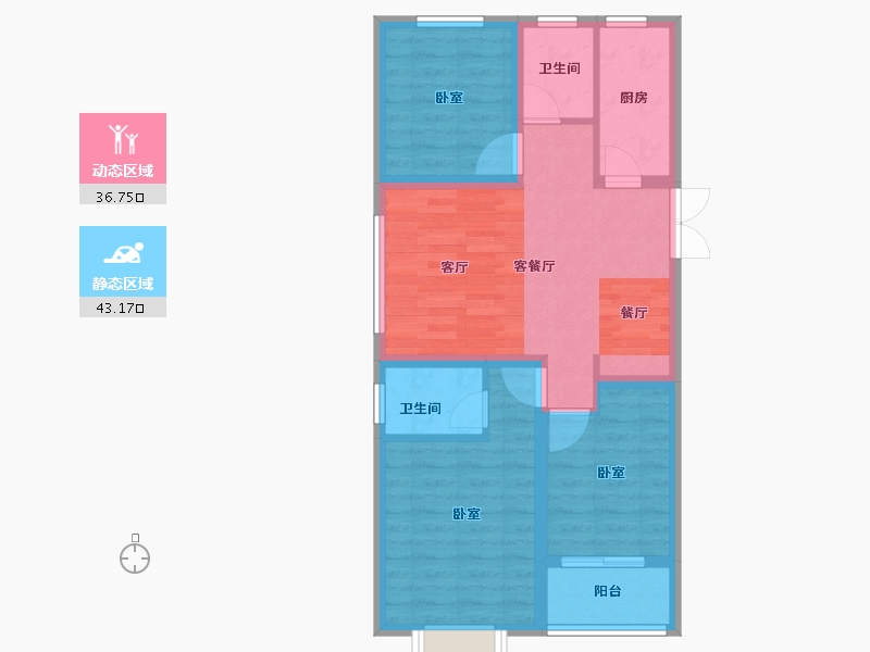 河北省-邢台市-御蓝庭-70.73-户型库-动静分区