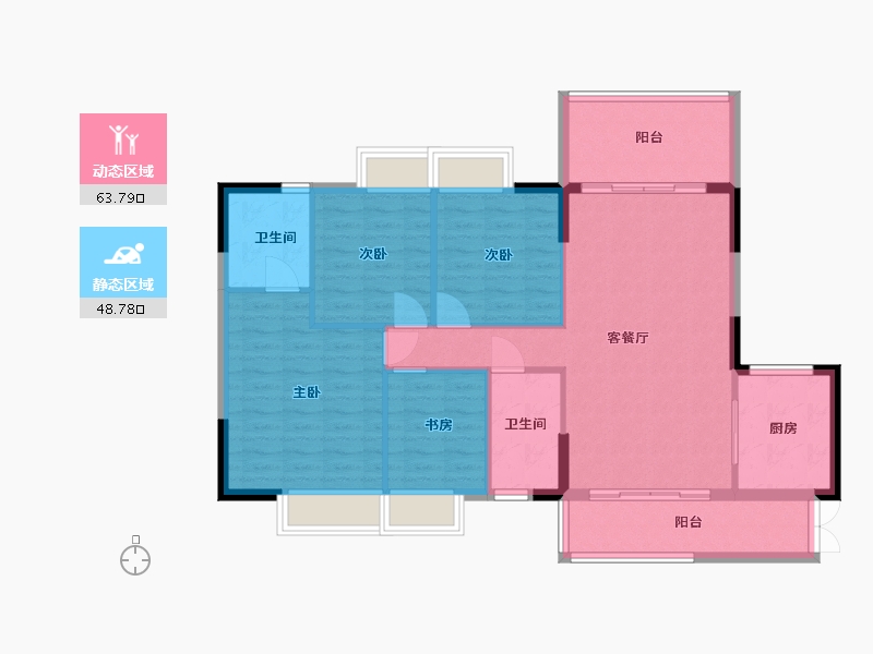 贵州省-贵阳市-贵高速花溪26°-102.40-户型库-动静分区