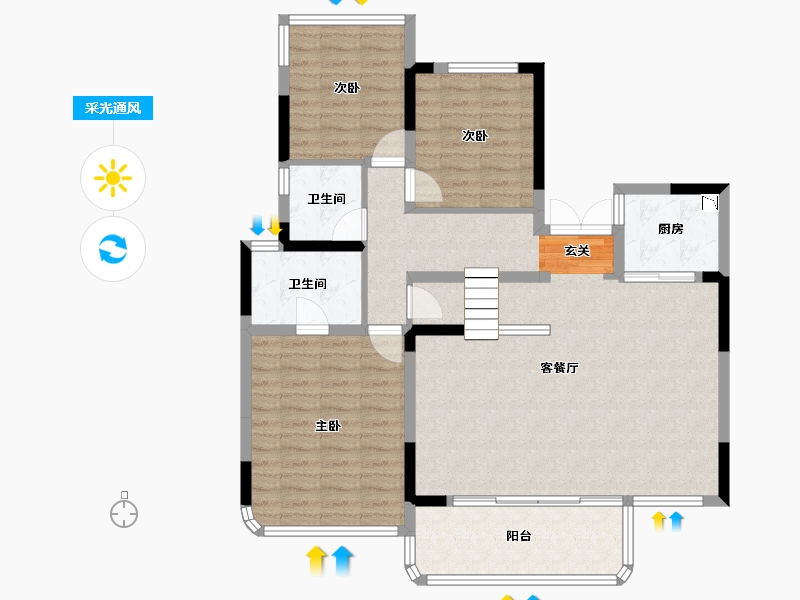 四川省-成都市-领地悦中心别墅-103.70-户型库-采光通风