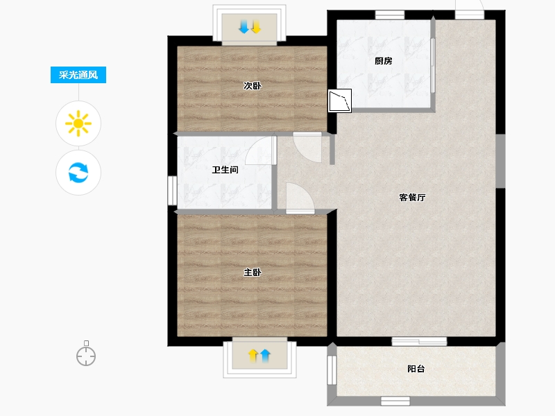 河北省-石家庄市-昆明恒大国际健康城-71.30-户型库-采光通风