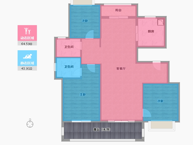 四川省-成都市-昆明恒大国际健康城-110.80-户型库-动静分区