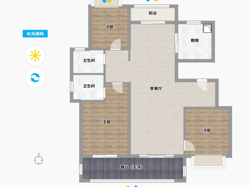 四川省-成都市-昆明恒大国际健康城-110.80-户型库-采光通风