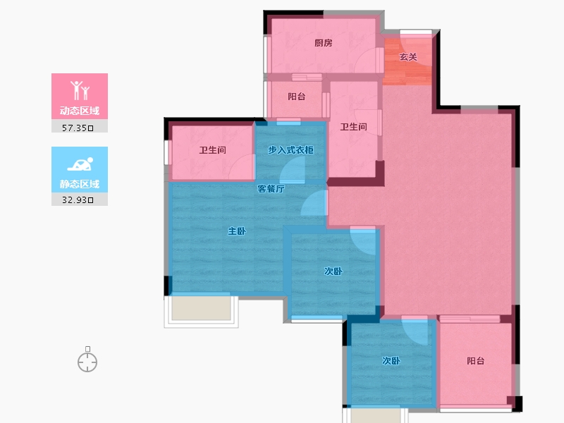 四川省-成都市-正坤悦澜庭-79.61-户型库-动静分区