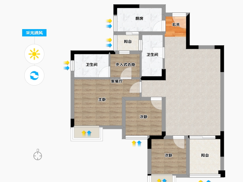 四川省-成都市-正坤悦澜庭-79.61-户型库-采光通风