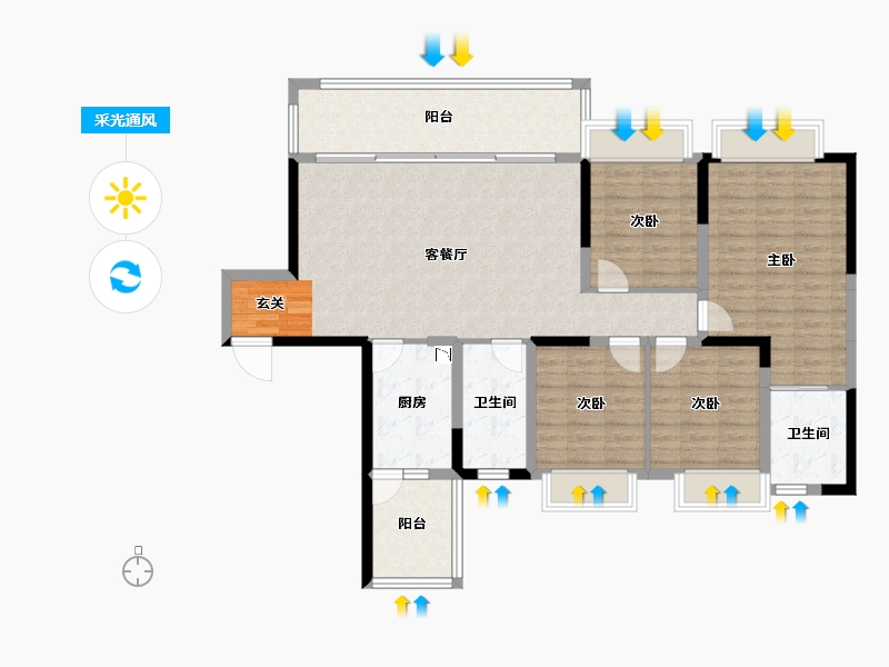 四川省-成都市-成都嘉和世纪城-120.25-户型库-采光通风